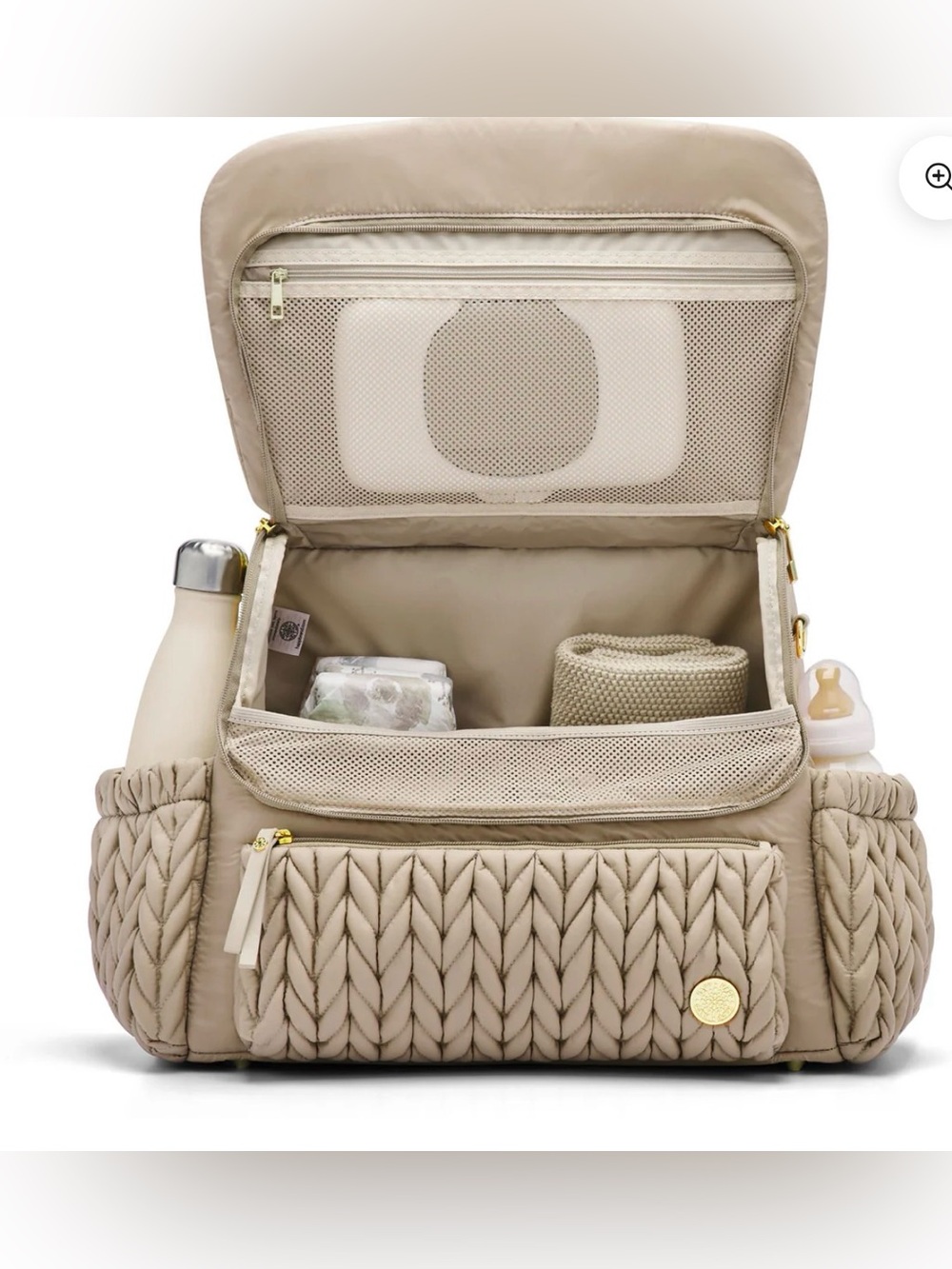 Quilted Diaper Backpack in Beige - Picture 5 of 14